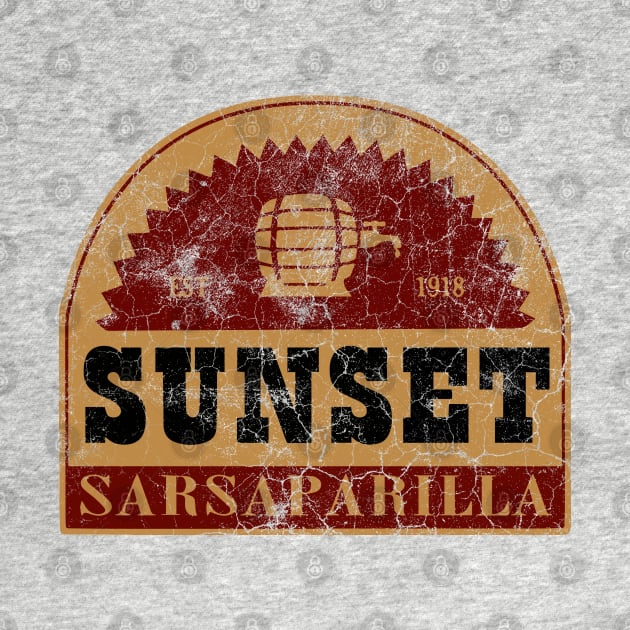 Sunset Sarsaparilla distressed logo by zuckening